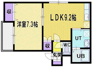プロシードシティ平岡(1LDK/1階)の間取り写真