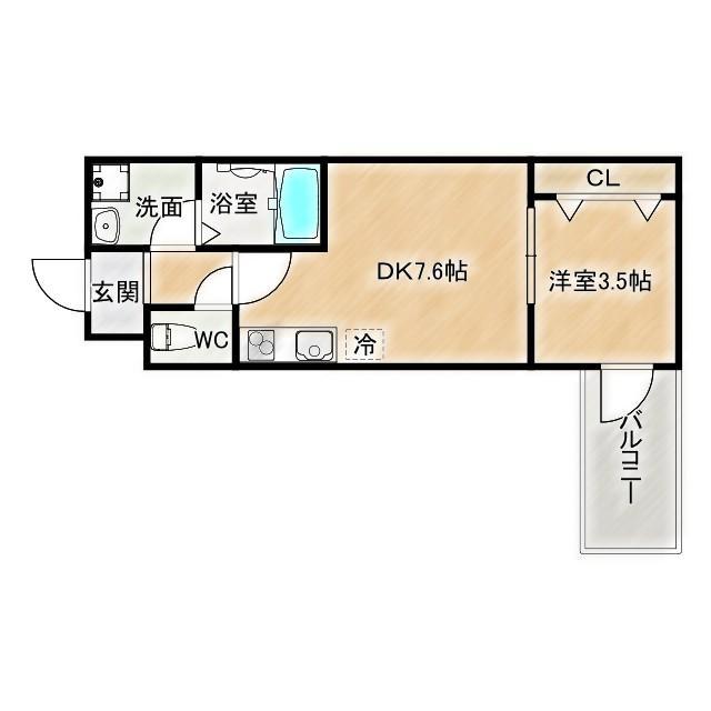 アート城北駅前(1DK/1階)の間取り写真