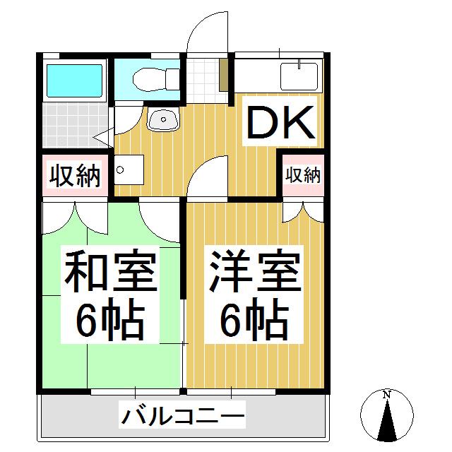 シティハイム宮浦(2DK/2階)の間取り写真