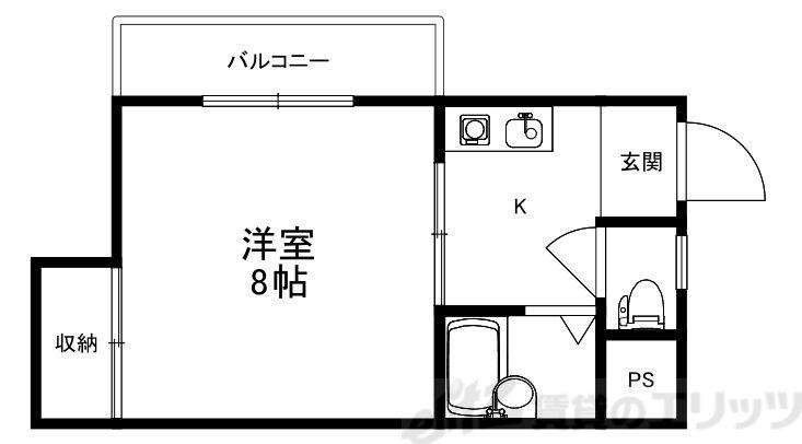 マンション一里塚(1K/2階)の間取り写真