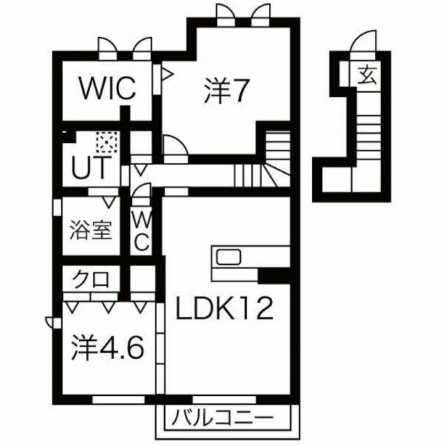 アンソレイエ ファミーユ B棟(2LDK/2階)の間取り写真