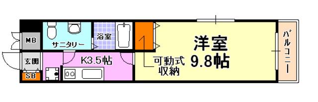 カサグランデ魚崎III(1K/3階)の間取り写真