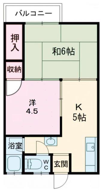 オリーブ羽倉崎(2DK/2階)の間取り写真