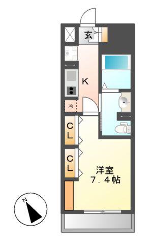 フレールコート東別院(1K/10階)の間取り写真
