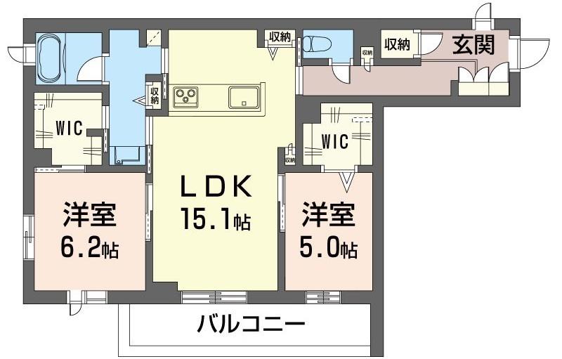 プレディーナ武蔵浦和(2LDK/2階)の間取り写真