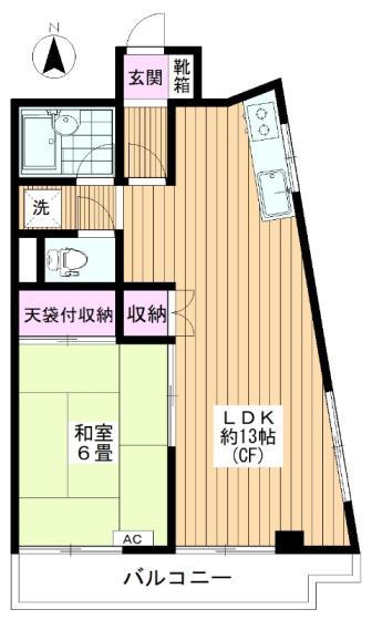 パレスまいるど(1LDK/4階)の間取り写真
