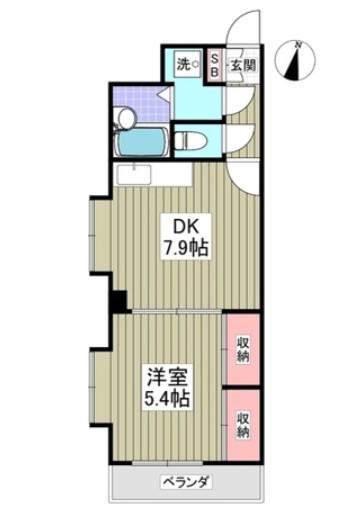 千代田マンション 川越(1DK/3階)の間取り写真