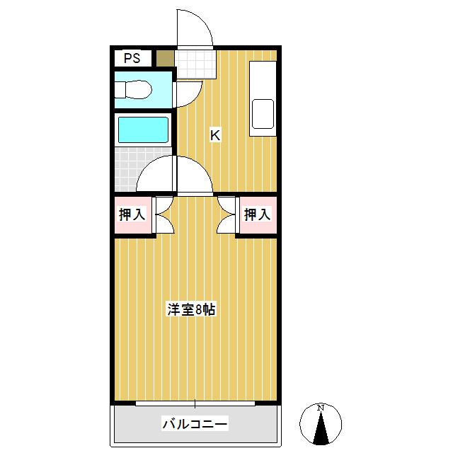 ドミール緑ヶ丘(1K/1階)の間取り写真