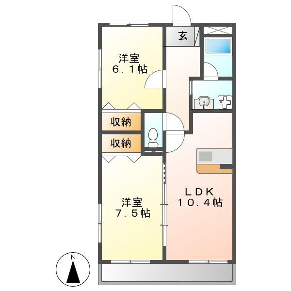 グランハートM(2LDK/3階)の間取り写真