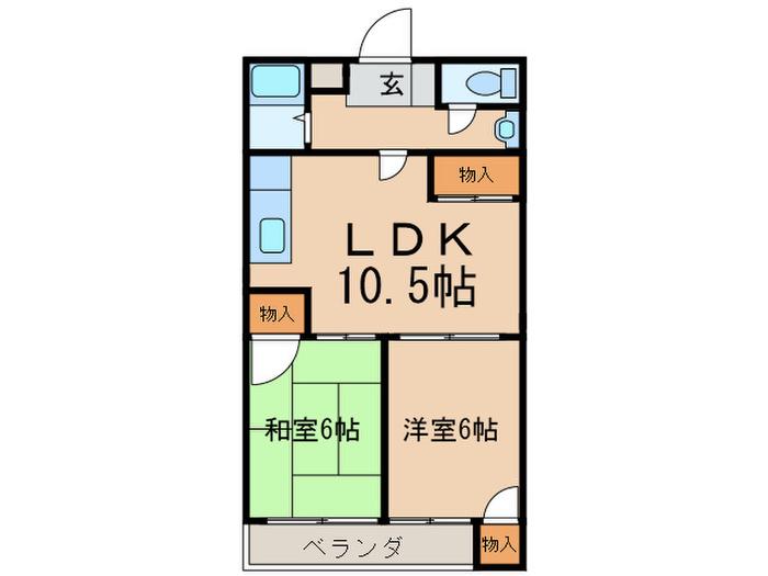 四ッ谷ビル(2LDK/5階)の間取り写真