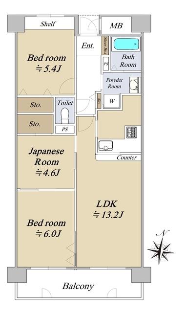 バンベール藤ヶ丘(3LDK/1階)の間取り写真