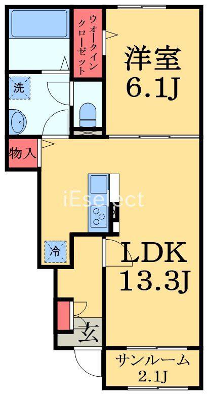 クレールC(1LDK/1階)の間取り写真