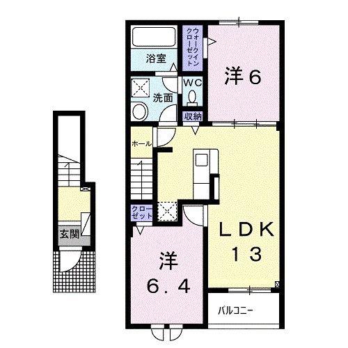 ニューライツ・S(2LDK/2階)の間取り写真