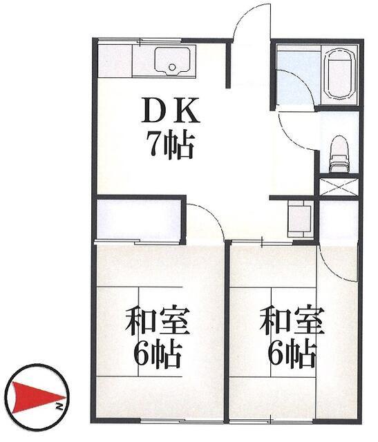 デイリーハイツ(2DK/1階)の間取り写真