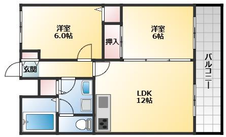 メゾン・ラヴィ(2LDK/2階)の間取り写真