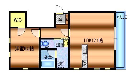 フラワーハイム(1LDK/1階)の間取り写真