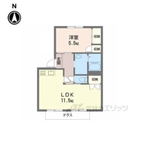 フレグランスU(1LDK/1階)の間取り写真