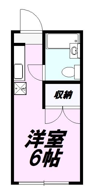 コーポ二葉2号A棟(ワンルーム/2階)の間取り写真