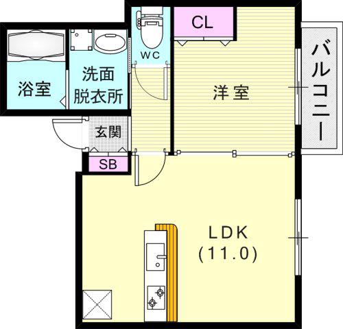 KARIN上沢アネックス(1LDK/1階)の間取り写真