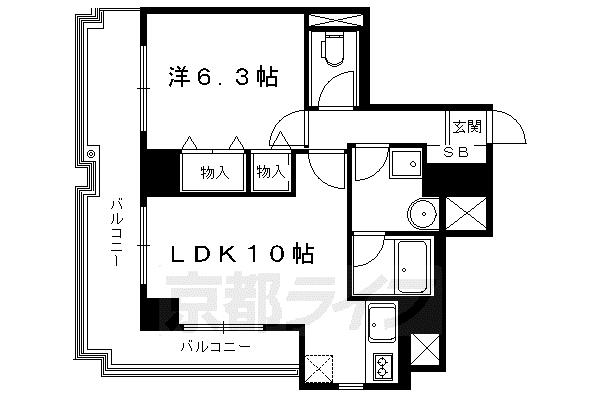 ライオンズマンション下鴨本町(1LDK/4階)の間取り写真