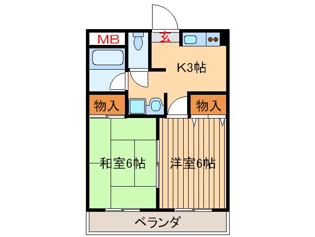 シティパル田子(2K/2階)の間取り写真