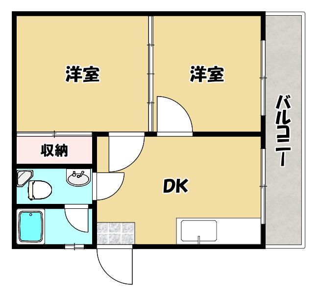 太平ハイツ(2DK/4階)の間取り写真
