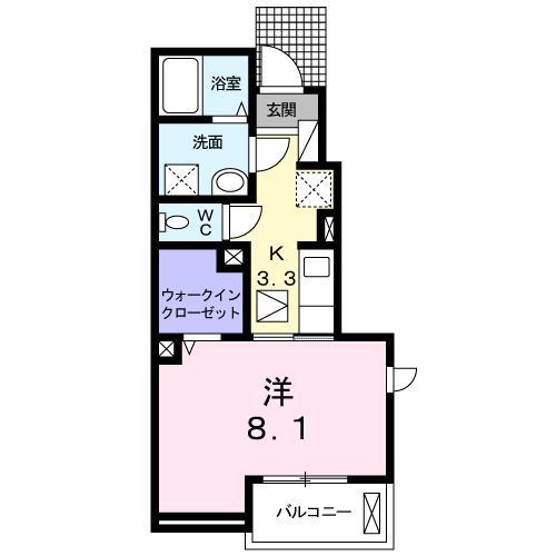 サンヒルハイムII(1K/1階)の間取り写真