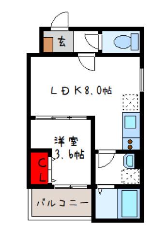 D PORTA BIJOU(1LDK/3階)の間取り写真