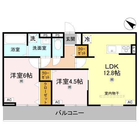 D-REGALO下馬S(2LDK/3階)の間取り写真