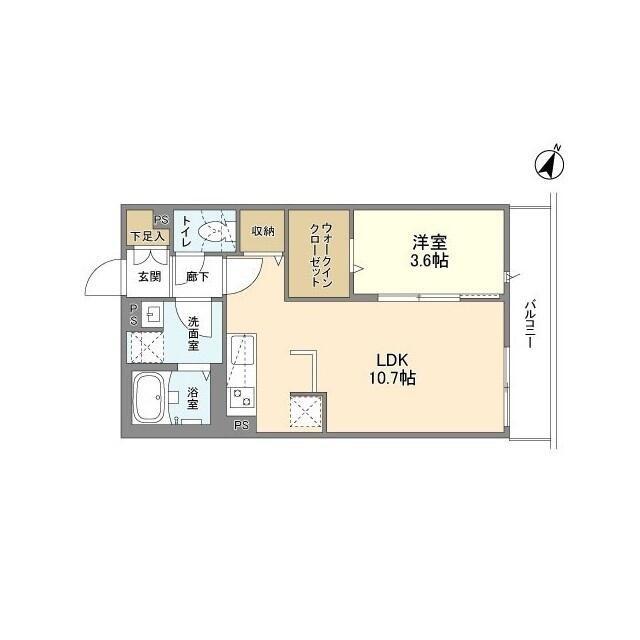 ウェルスクエア渋谷本町(1LDK/2階)の間取り写真