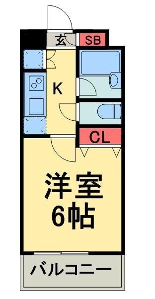 S-FORT潮見(1K/6階)の間取り写真