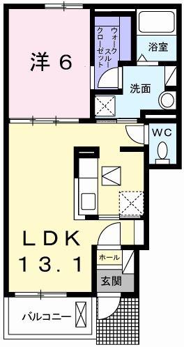 ヌォーヴォ・ドラーゴI(1LDK/1階)の間取り写真