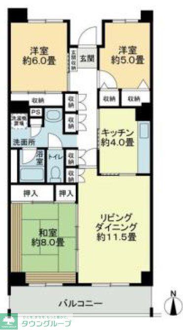 テレパレス船橋三咲A棟(3LDK/6階)の間取り写真