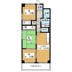 TWINS白壁S棟(3LDK/5階)の間取り写真