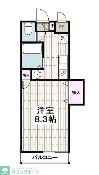 カーザ飯山(1K/1階)の間取り写真