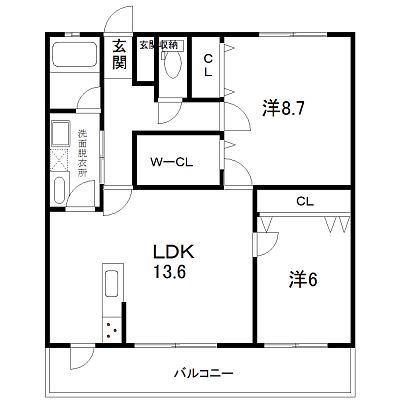 シティライフ楠まち通(2LDK/13階)の間取り写真