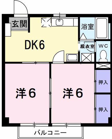 エナール北(2DK/2階)の間取り写真