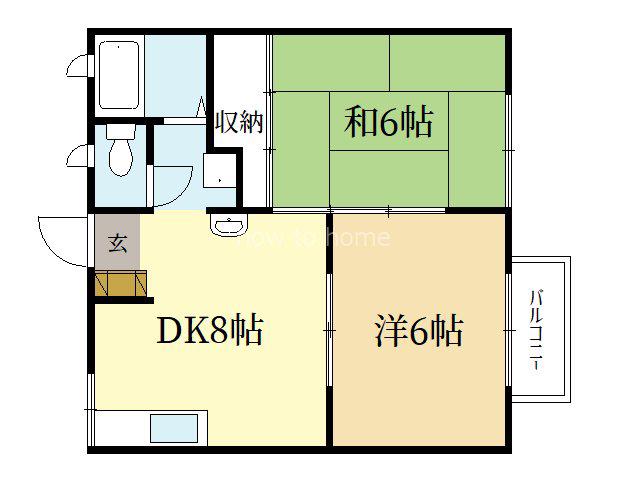 ラトゥール岩倉南(2DK/2階)の間取り写真