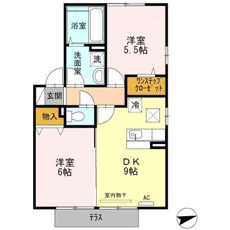 エスペランサ(2DK/1階)の間取り写真