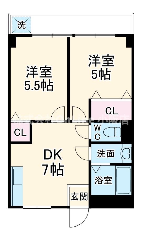 サンライフ小阪(2DK/5階)の間取り写真