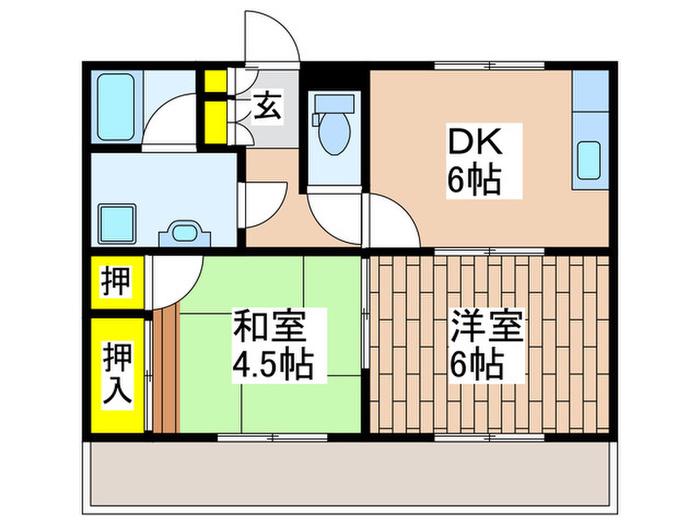 プレアデス(2DK/2階)の間取り写真