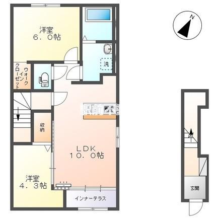 田代新町アパート(1LDK/2階)の間取り写真