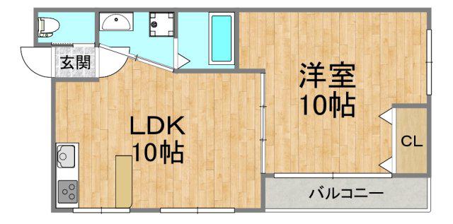 クリスタル勝山(1LDK/3階)の間取り写真
