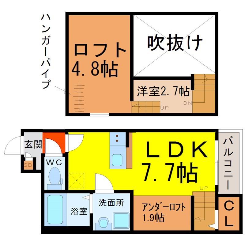 クリークコート II(1LDK/1階)の間取り写真