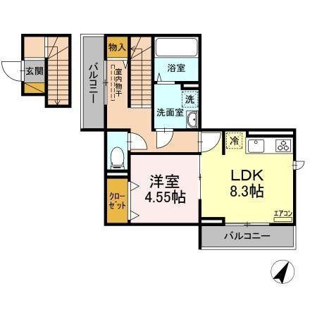LA CRECE T(1LDK/2階)の間取り写真