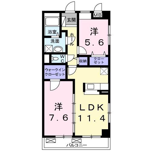 グリーン パロット(2LDK/1階)の間取り写真
