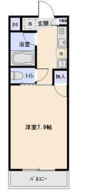 ハイツエフケー相模大野(1K/5階)の間取り写真