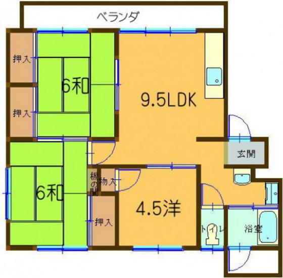 多山ビル(3LDK/3階)の間取り写真