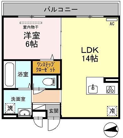 サウスメゾンジャスミン(1LDK/3階)の間取り写真