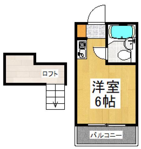 ベル武蔵野二番館(ワンルーム/2階)の間取り写真